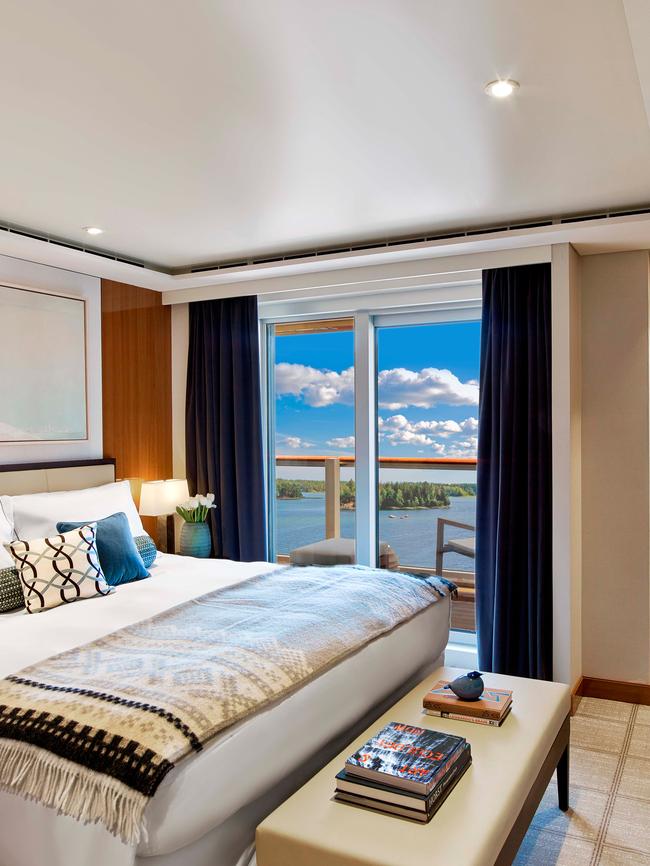 Owner's Suite stateroom bedroom on-board the Viking.