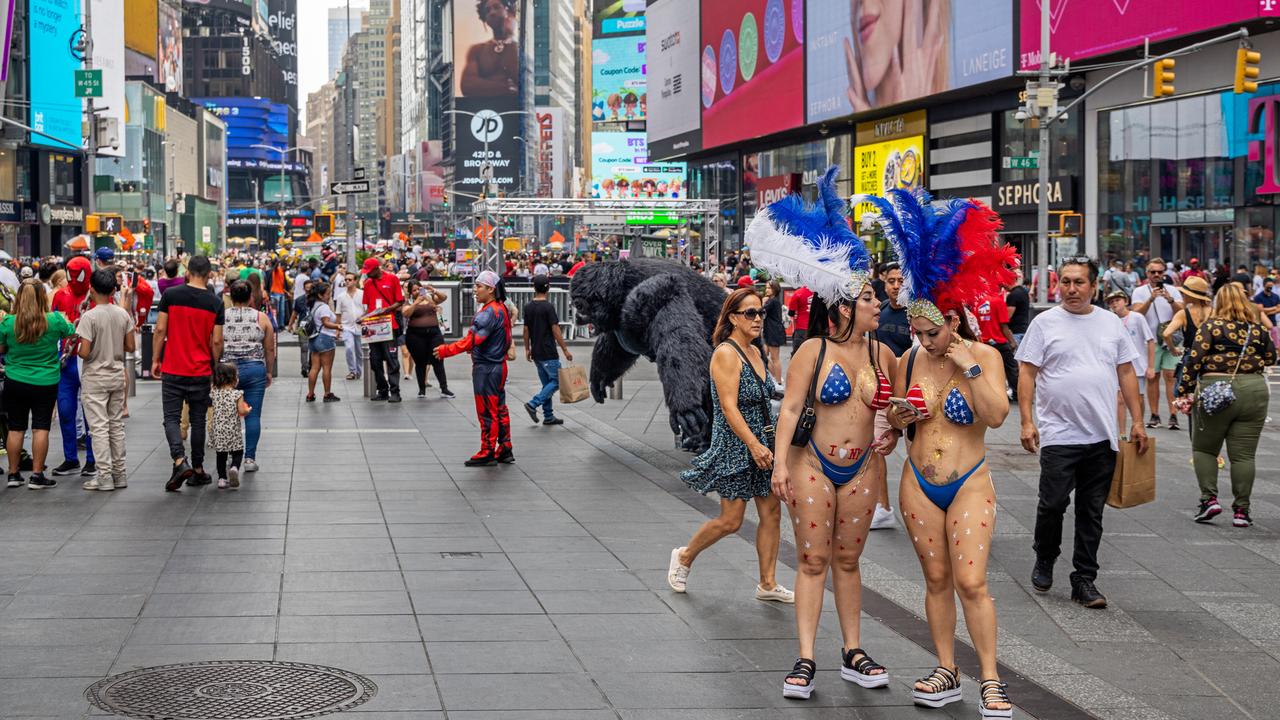 Showgirls and other street performers in New York.