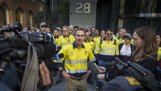 Workers from Citic Pacific outside the Perth Supreme Court in 2017. Picture: AAP