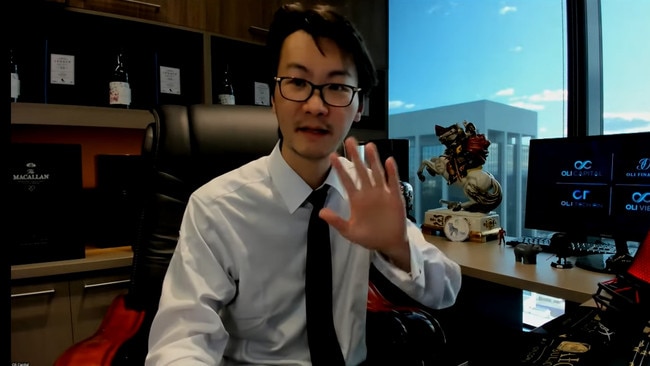 Oli Funds Management and Oli Capital director Luo Qi in a YouTube video before the collapse. Picture: YouTube