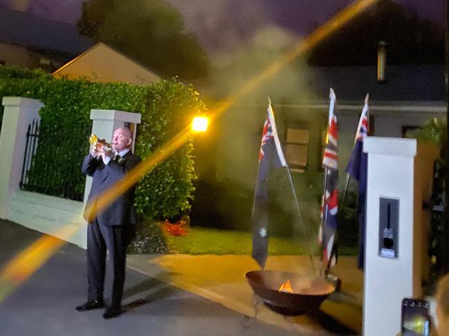 James Morrison performs the last post in Mount Gambier. Picture: Alex Moore.