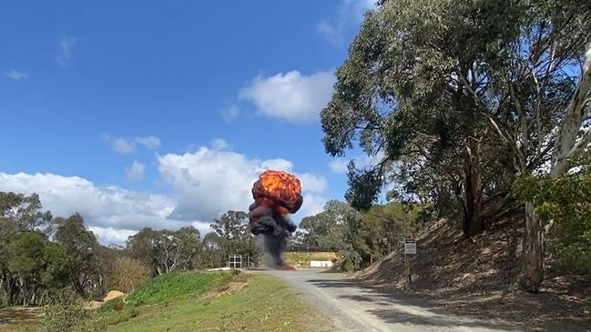 Sergeant Sammy has a blast with bomb squad. Picture: SA Police