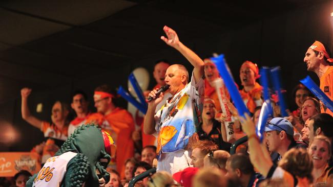NBL game between Townsville Crocodiles V Cairns Taipans from the Swamp, Townsville Entertainment Centre. Steve Price amongst the Taipans supporters.