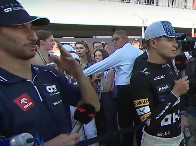 Daniel Ricciardo's awkward chat with Lando Norris