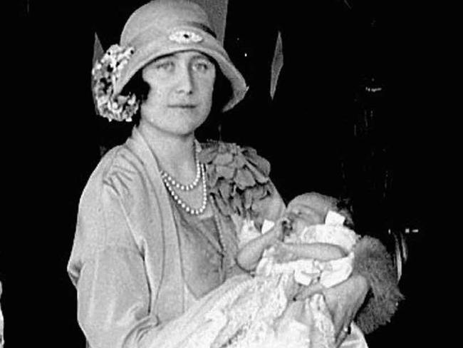 Britain's Queen Elizabeth, later the Queen Mother, holds her baby daughter Princess Elizabeth, later to be Queen Elizabeth II, on her christening day in 1926. Picture: AP Photo