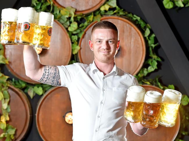 The Bavarian’s Roman Haslinger, who is originally from Munich, is enjoying celebrating Oktoberfest. Picture: Troy Snook