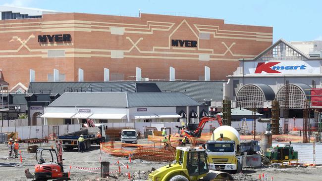 Construction continues on the re-development of the Pacific Fair Shopping Centre in Broadbeach. Picture by Scott Fletcher