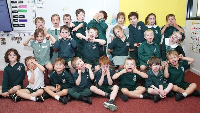 South Geelong Primary School Prep K Back row L-R: Joseph Fenby, Mia McGarigle, Levi Sweetten, Frederick Hancock, Fletcher Hitch, Joan Zawislak, Thomas Mills, Ruby Lane, Dexter Howard. Middle row:Astrid Dazey Stubbs, Jack Inglis, Charles Campbell, Pippa Holden, Charlie Berchtold, Liliane Stuhne. Front row: Max Nye, Brigitte Callan, Ari Bell, Felix Monts, Maxwell Wilkinson, Harry Murdoch, Johnny McKinnon, Frederick Koch.