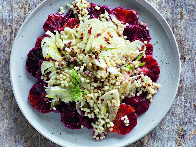 Fregola, blood orange and fennel.