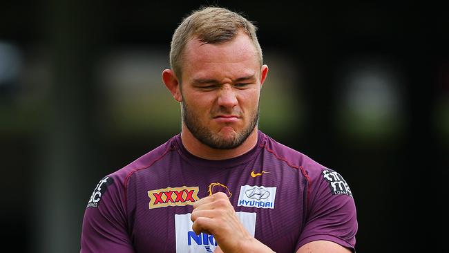 CMSPORTS_Brisbane Broncos Rugby League players pictured here during training this afternoon at the club's ground in Red Hill, Brisbane Monday May 19, 2014. Pictured is Broncos player Martin Kennedy. Pictures: Jack Tran / The Courier Mail