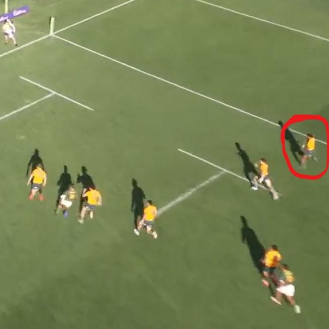 A screen shot showing where Koroibete came from to save the try.