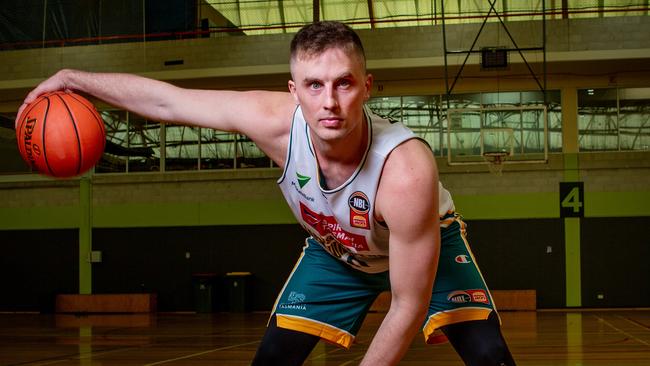 Tasmania JackJumpers unveil new player, American forward Ian Hummer.Picture: Linda Higginson