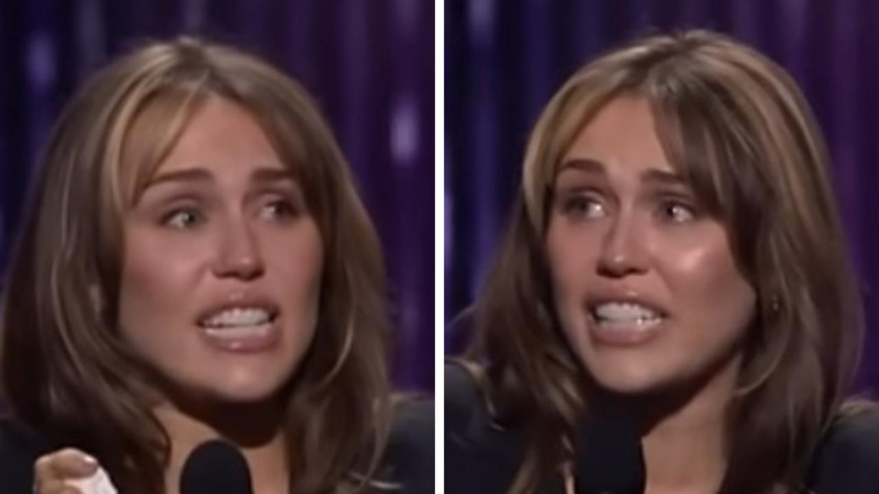 Miley Cyrus fights back tears in emotional speech about her past