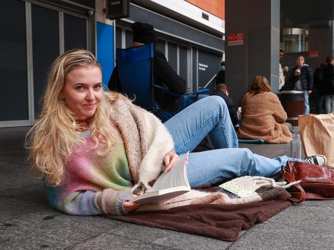 Claudia Harris, 21, from Orange, outside Sydney Passport Office, at Henry Deane Plaza in June, 2022. Picture: Justin Lloyd