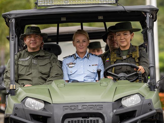 AFP Assistant Commissioner Kirsty Schofield toured the Colombian police lab at its training facility in the mountains at Cuchilla La Jagua, Colombia. Picture: Jason Edwards