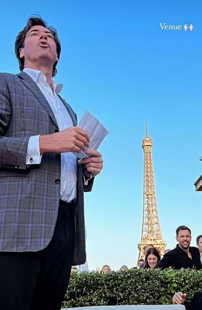 AFL CEO Gil McLachlan, at the pre-wedding event, was a groomsman at the wedding. Picture: Instagram