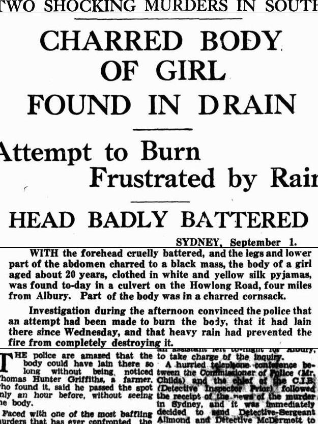                         <i>The Sunday Mail</i> front page report of murder of Pyjama Girl’s murder on September 2, 1934. Source: Trove