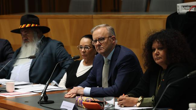 Anthony Albanese at the first meeting of the Referendum Working Group and the Referendum Engagement Group in Parliament House in Canberra. Picture: NCA NewsWire / Gary Ramage