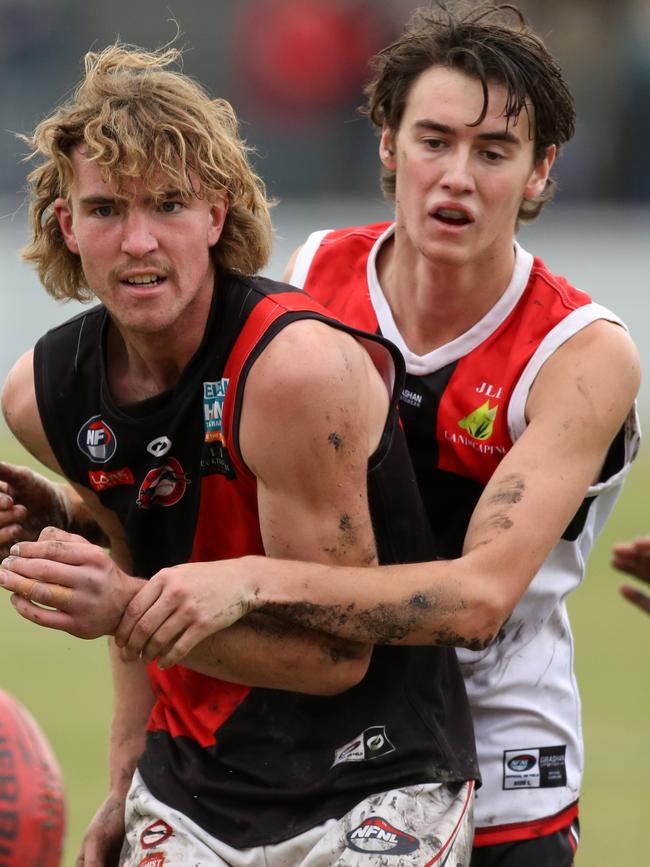 NFL: Jason McCormick in action for Eltham. Picture: Stuart Milligan