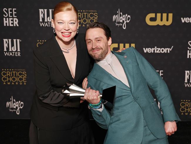 Sarah Snook and Kieran Culkin at the Critics Choice Awards, where Culkin bagged the Best Actor in a Drama Series Award for ‘Succession’. Picture: Kevin Mazur/Getty Images for Critics Choice Association