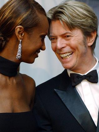 2002 ... Iman, left, and her husband, singer David Bowie in New York. Picture: AP