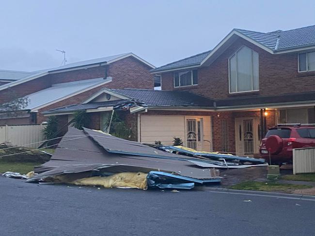 A home in Flinders lost its roof in strong winds, damaging at least three neighbouring properties, as a storm battered the region on Tuesday night. Photo: Sam McKinnirey