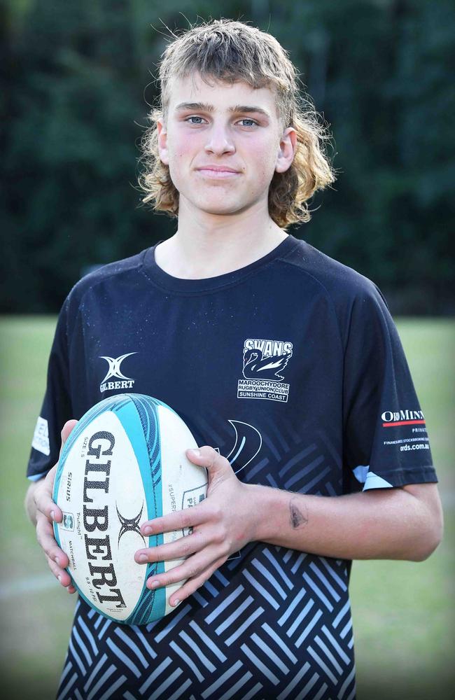 Maroochydore Swans rugby union player Jarvis Wood has been selected in the U15 Queensland Reds Emerging Cup Team. Picture: Patrick Woods.