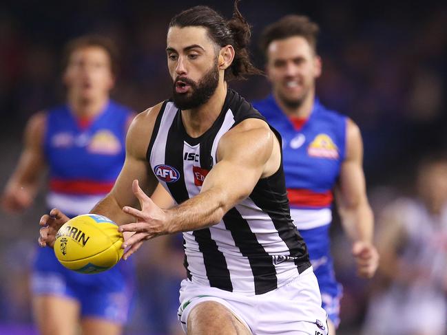 Brodie Grundy was a monster against the Dogs. Picture: Michael Klein