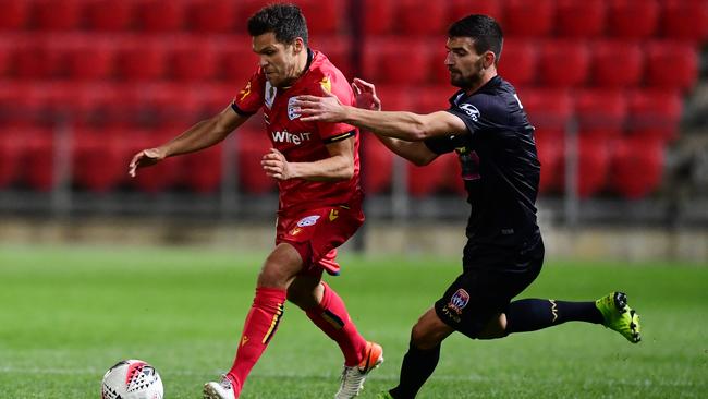 Mirko Boland in action during Adelaide United’s FFA Cup quarter-final win over Newcastle Jets. Picture: Mark Brake/Getty Images