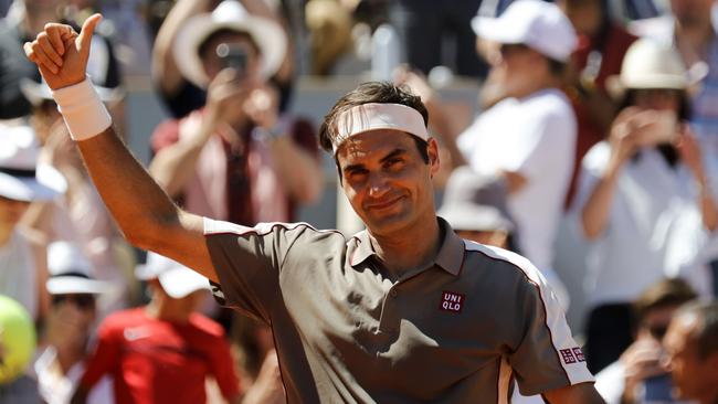 Federer salutes the crowd after beating Argentina's Leonardo Mayer. Picture: AFP