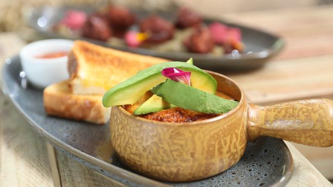 The Historic Rivermill Cafe with a pumpkin and corn frittata with avocado, tomato jam and doorstop toast. Photo by Richard Gosling