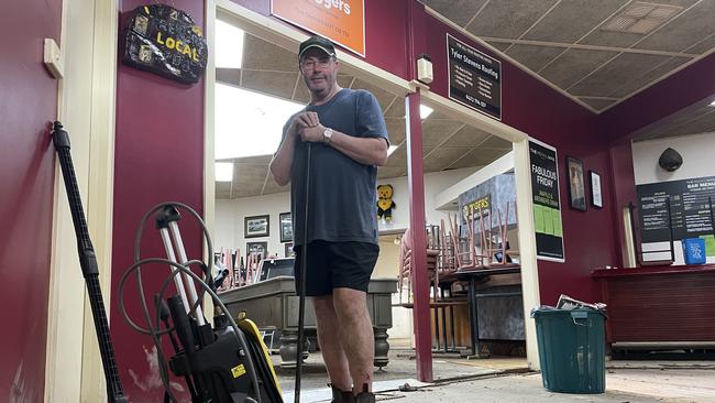 Trevor Forsyth is facing a $50,000 bill after floodwaters came through his venue, Mooroopna's Royal Mail Hotel, in McLennan St near the Goulburn River. Picture: Kiel Egging.