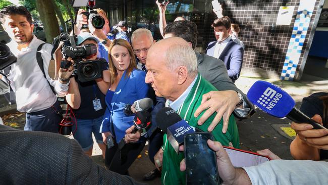 Alan Jones is released on bail from Day Street Police Station in Sydney earlier this week. Picture: NewsWire/Dylan Coker