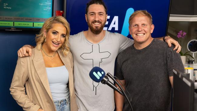 Sea FM breakfast trio Bianca Dye, Danny Lakey and Ben Hannant did their final joint show tomorrow. Picture: Peter Wallis