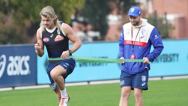 Bailey Smith at Western Bulldogs training. Picture: David Crosling