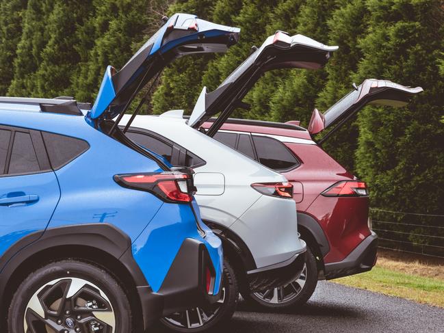 Photo of the Subaru Crosstrek, Honda HR-V and Toyota Corolla Cross. Picture: Thomas Wielecki.