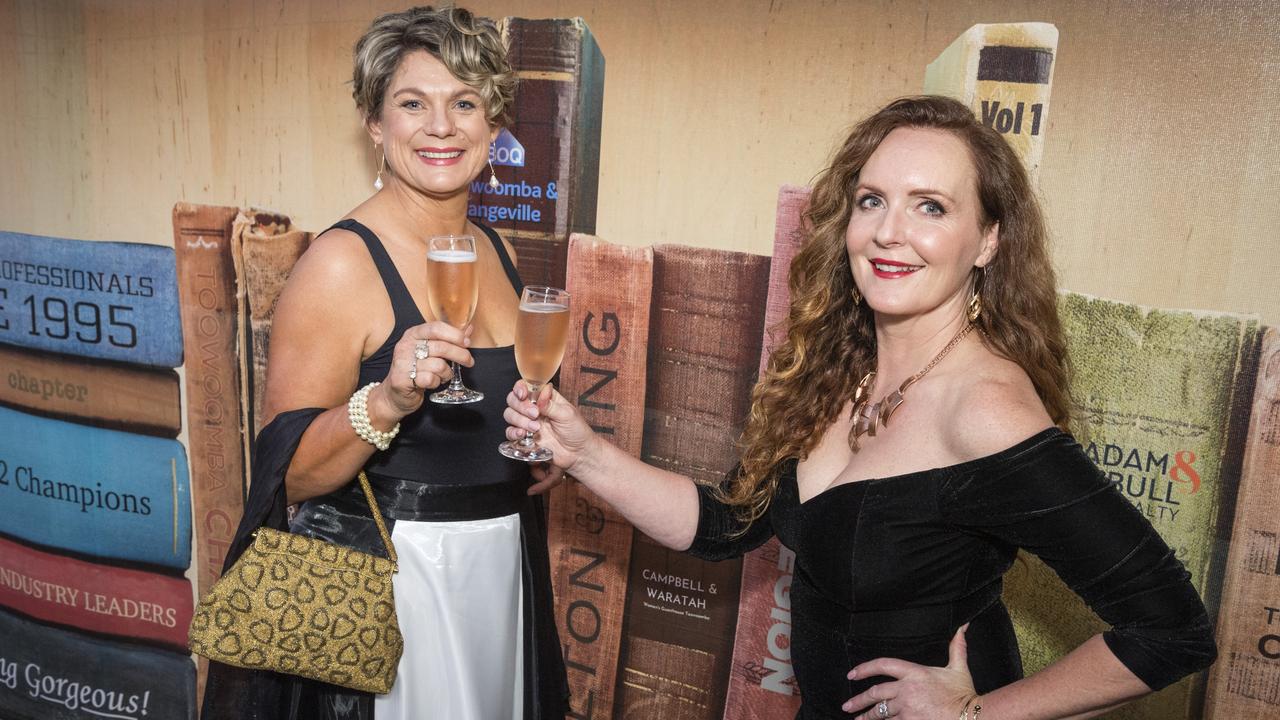 Carmen Darwin (left) of Campbell and Waratah and Veronica Farmer of Veronica Farmer Therapy at the Focus HR Business Excellence Awards 2023 hosted by Toowoomba Chamber at Rumours International, Saturday, October 21, 2023. Picture: Kevin Farmer