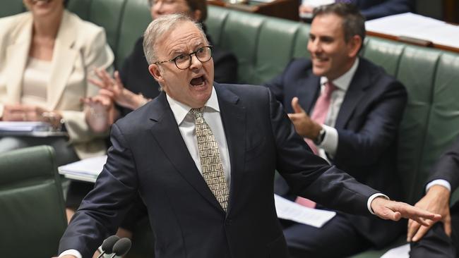 Prime Minister Anthony Albanese was rolling out the zingers during QT on Tuesday. Picture: NCA NewsWire / Martin Ollman