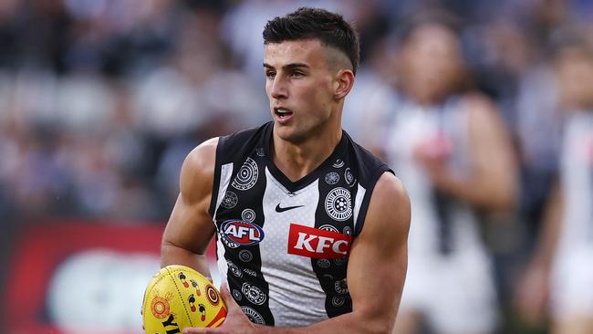 MELBOURNE. 20/05/2023. AFL.  Round 10. Carlton vs Collingwood at the MCG.    Nick Daicos of the Magpies during the 1st qtr.    .  Pic: Michael Klein