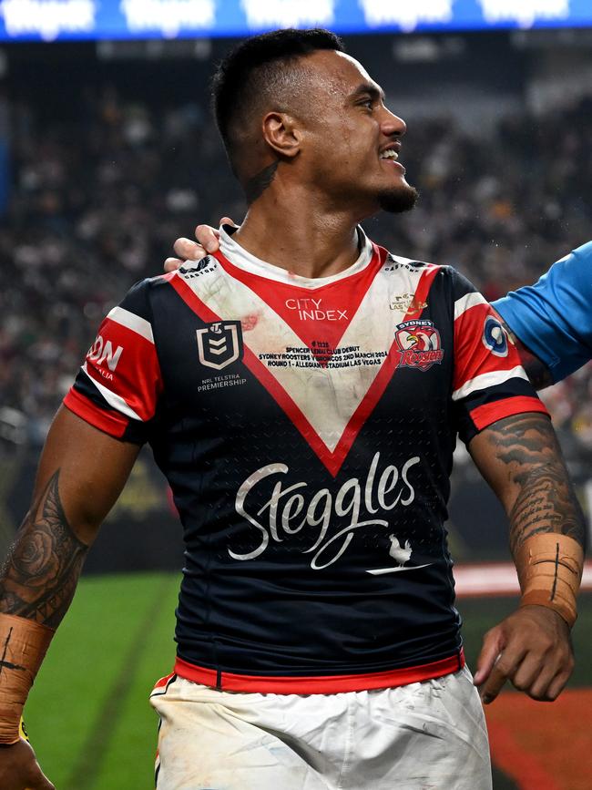 Spencer Leniu stole the headlines from Vegas after his racial comment towards Ezra Mam. Picture: NRL Photos