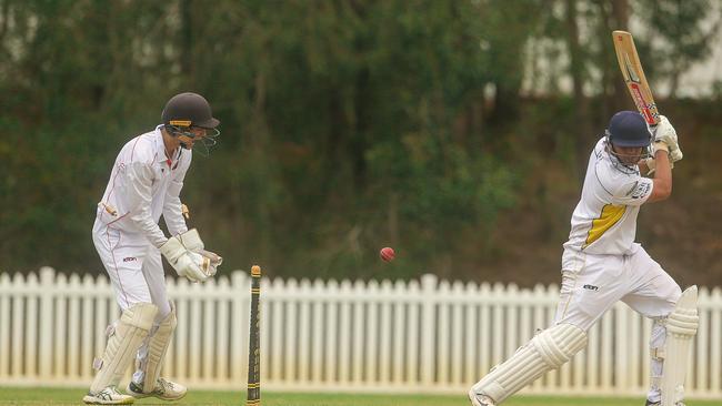 Justin Choromanski bowled as Southport v Runaway Bay - Premier First Grade at Golden Wheel Park, Arundel. Picture: Glenn Campbell