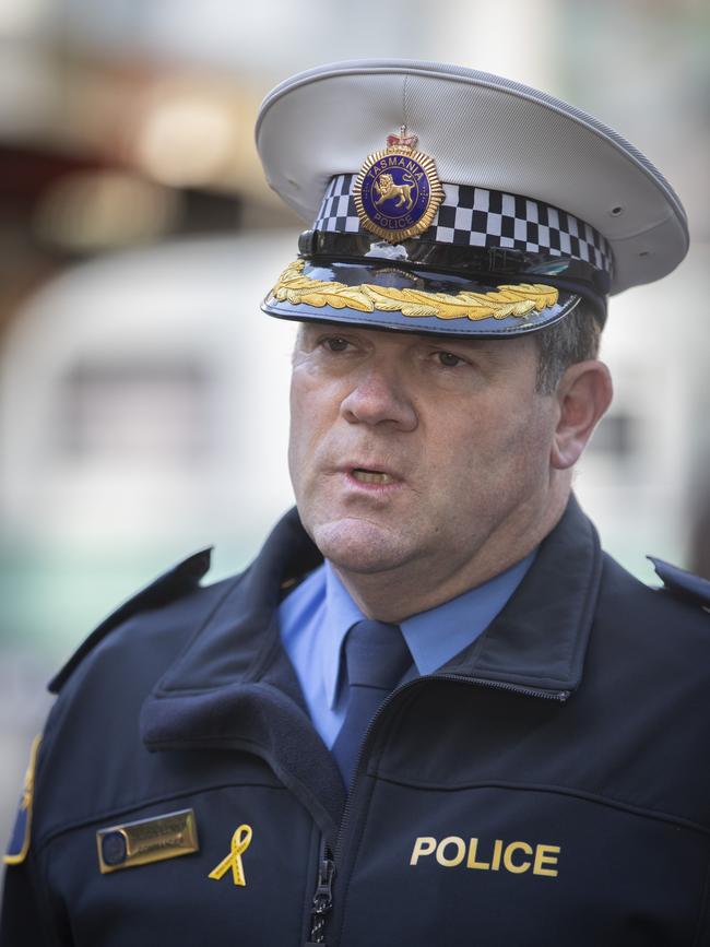 Commander Jason Elmer at Elizabeth Street Mall, Hobart.