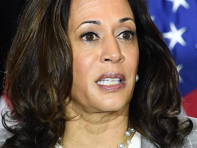 Democratic vice presidential running mate, US Senator Kamala Harris, speaks to the press after receiving a briefing on COVID-19 in Wilmington, Delaware, on August 13, 2020. (Photo by MANDEL NGAN / AFP)