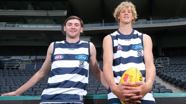 Cam Taheny, left, might have been delisted but Sam De Koning at pick 19 in 2019 looks a fine selection. Picture: Mark Wilson