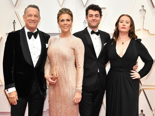 Hanks, seen here in 2020 with Wilson, Truman and E.A., says he is proud with his daughter for sharing his story. Picture: Amy Sussman/Getty Images