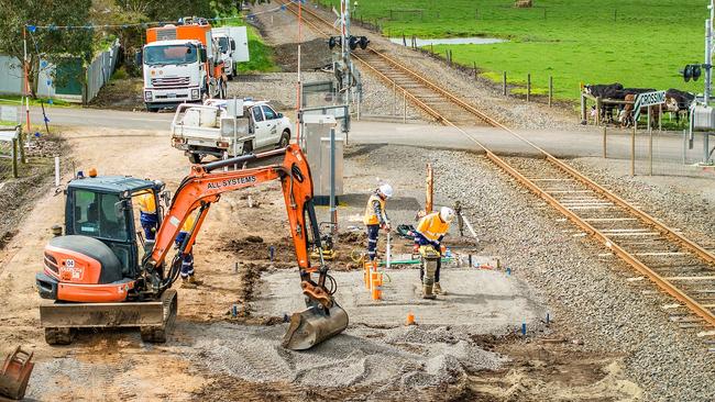 Railway upgrade works on the Geelong and Warrnambool lines, 2023. Picture supplied.