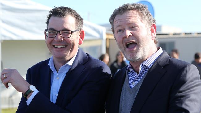 David Fox and Premier Daniel Andrews at Avalon Airport in 2017. Picture: Mike Dugdale