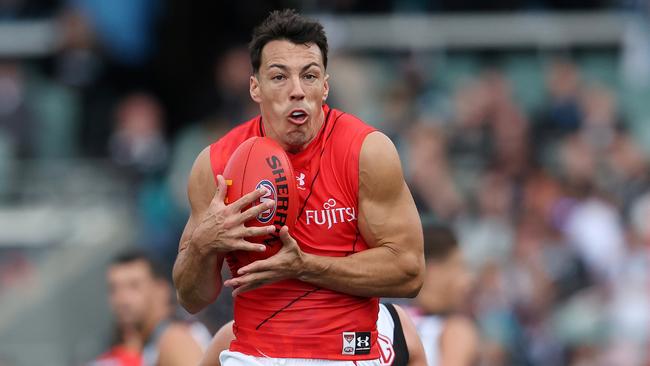 Dylan Shiel returns for the Bombers. Picture: Sarah Reed/AFL Photos via Getty Images