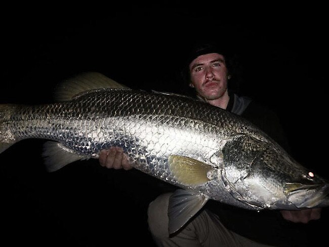 11/01/2024 - Riley Mcconachy caught this after-dark 98cm barra working a surface lure at Shady Camp. Picture: Supplied