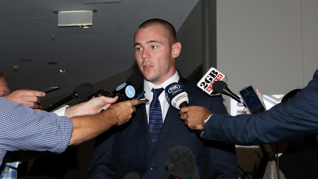 Bulldogs player David Klemmer after being cleared. Picture: Richard Dobson